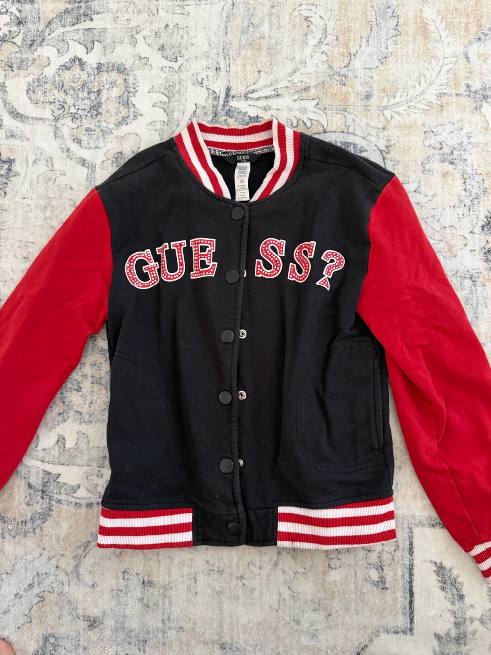 GUESS Black & Red Kids Varsity Jean-Style Jacket